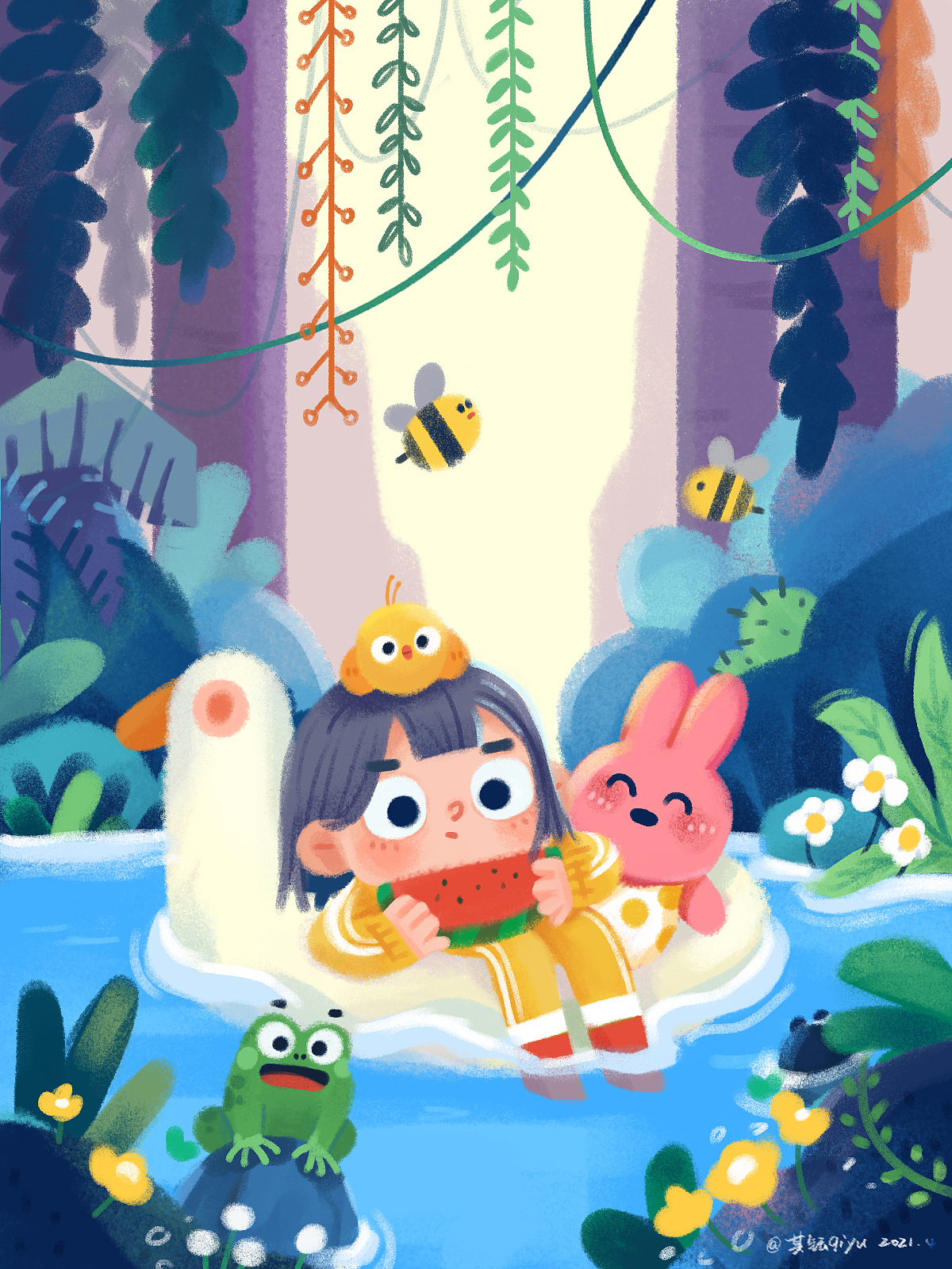 儿童插画|夏（图ZMjUzNzk5NTIw） - 儿童插画 - 站酷设计师其钰qiyu原创素材 - 站酷ZCOOL