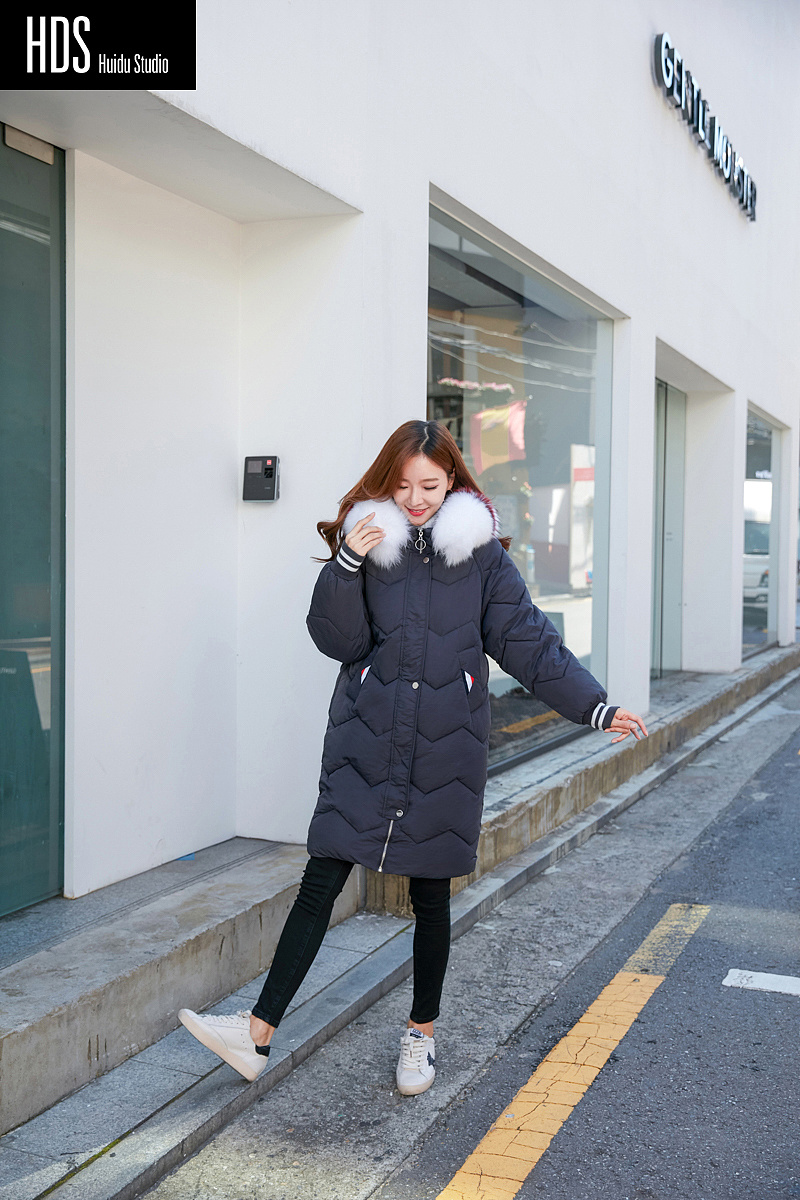 韩国模特韩风女装秋冬装羽绒服韩国街拍