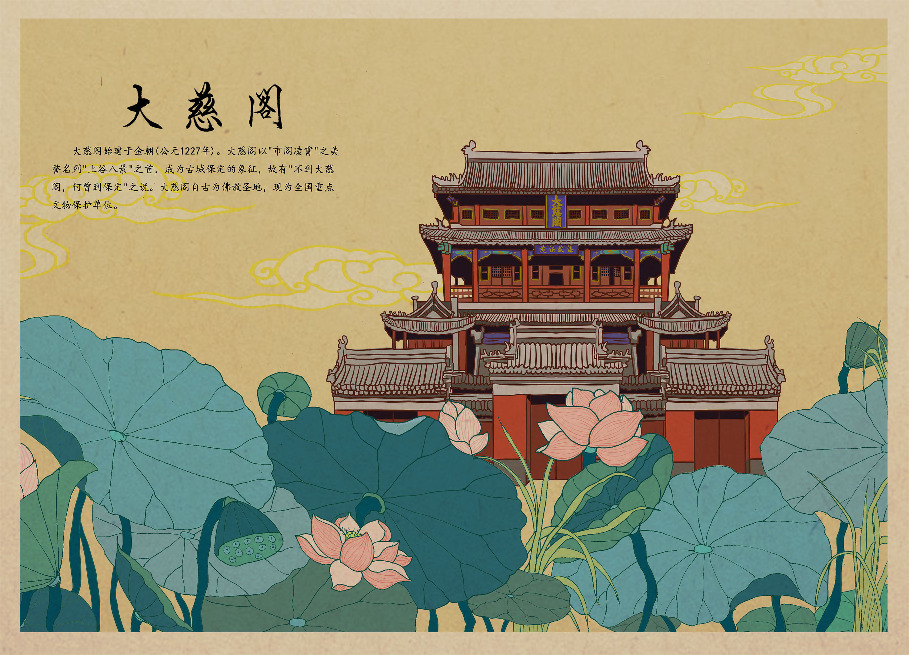 中国传统建筑卡通插画设计图__卡通设计_广告设计_设计图库_昵图网nipic.com