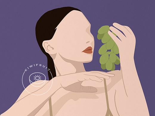 扁平风插画装饰画——水果女孩系列