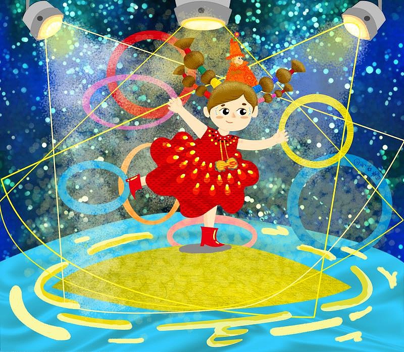 第一次插画作品 玩耍杂技的小女孩
