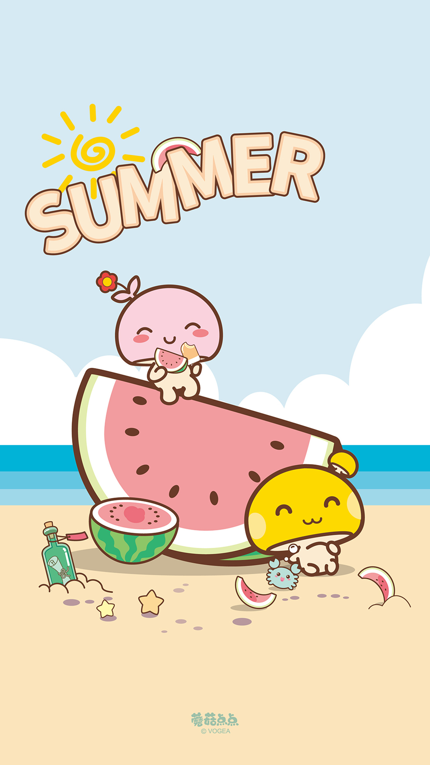 蘑菇点点清凉夏日系列壁纸