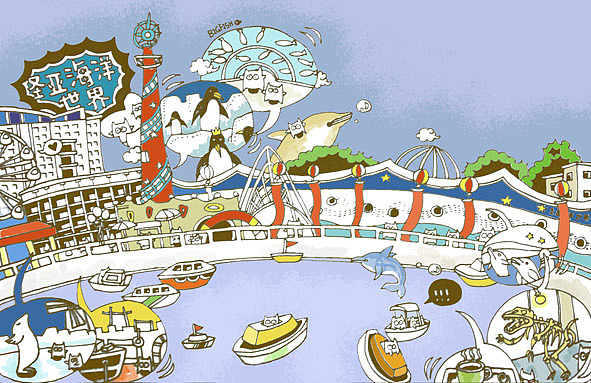 猫空·大连系列城市明信片（图ZMTY5NDk0NjQ=） - 商业插画 - 站酷设计师Bigfish大鱼君原创素材 - 站酷ZCOOL