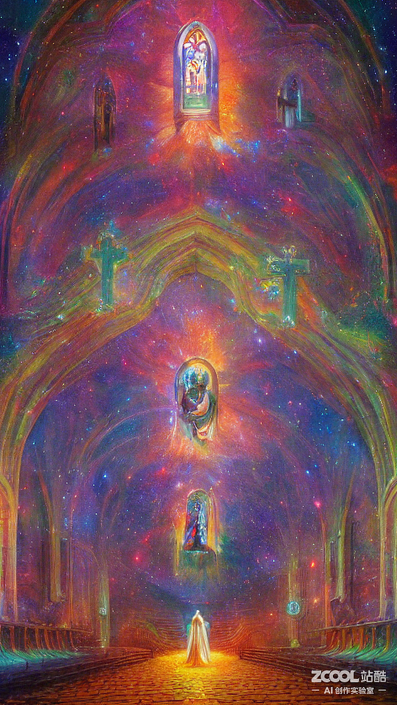 #AI创作实验室#宇宙教堂油画