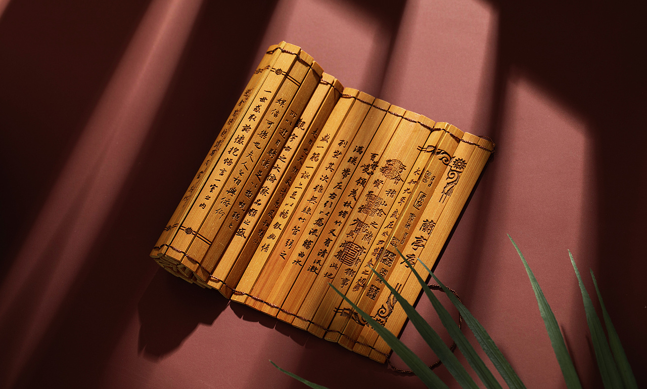 竹简摄影道具书法雕刻兰亭序中国传统文化