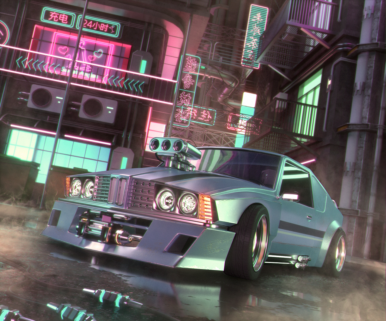 赛博朋克风 3Dmax渲染