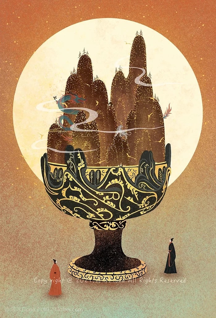 画文物之博山炉-海上有仙山|插画|商业插画|菲非fiona - 原创作品