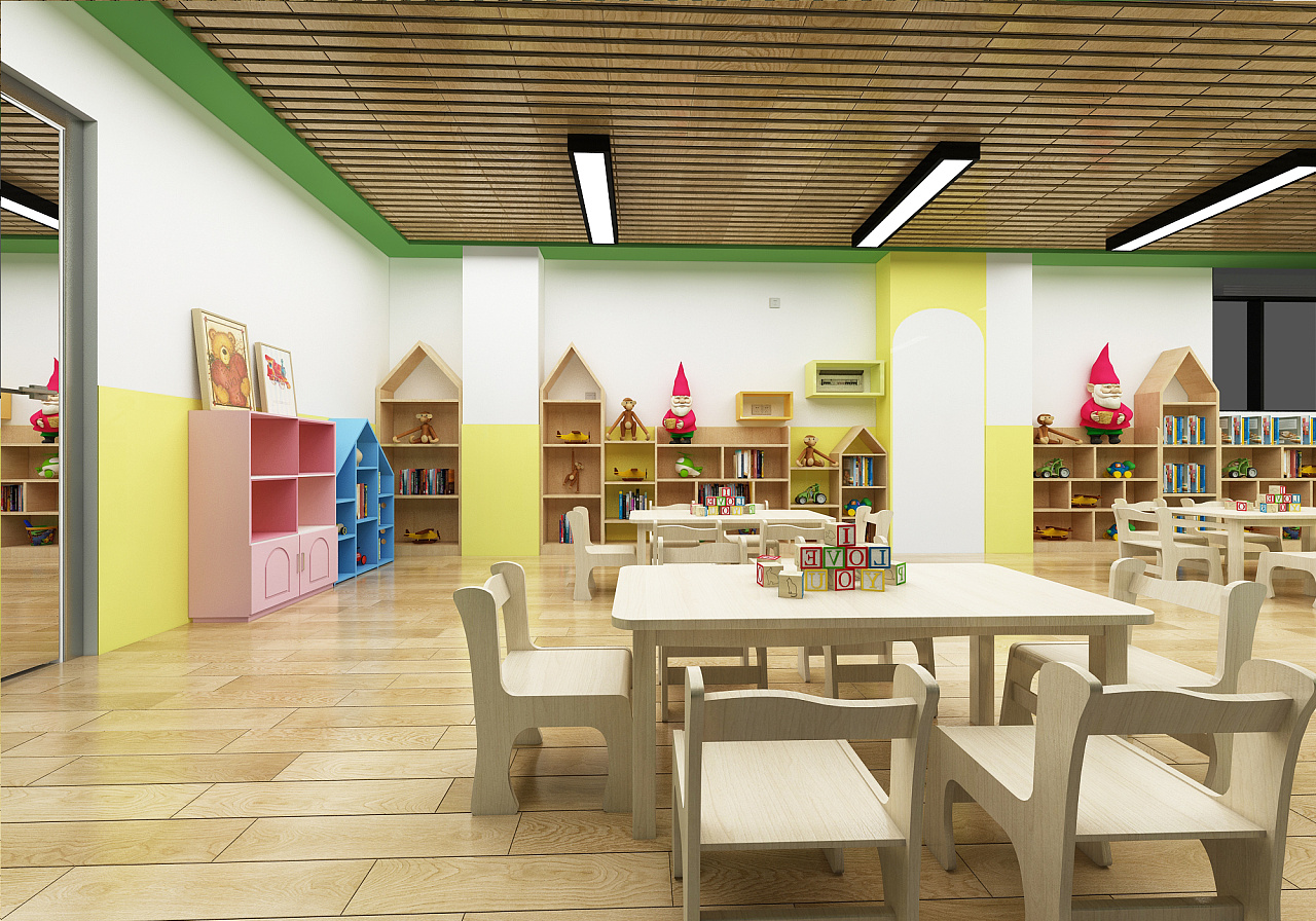 仕版儿童书屋暖色调现代风3d设计效果图