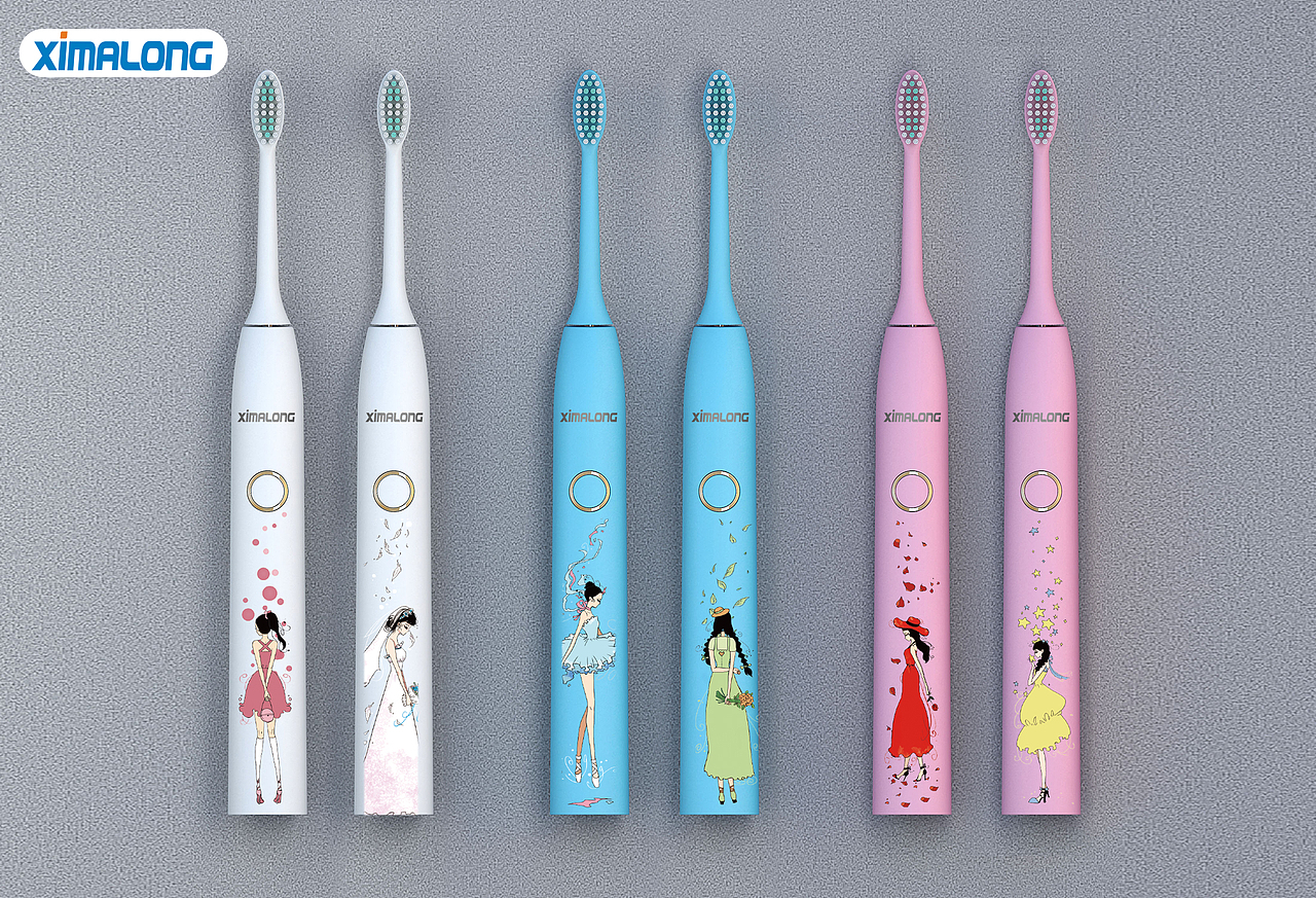 ximalong 智能声波电动牙刷原创彩绘手绘定制个性版产品外观图案设计