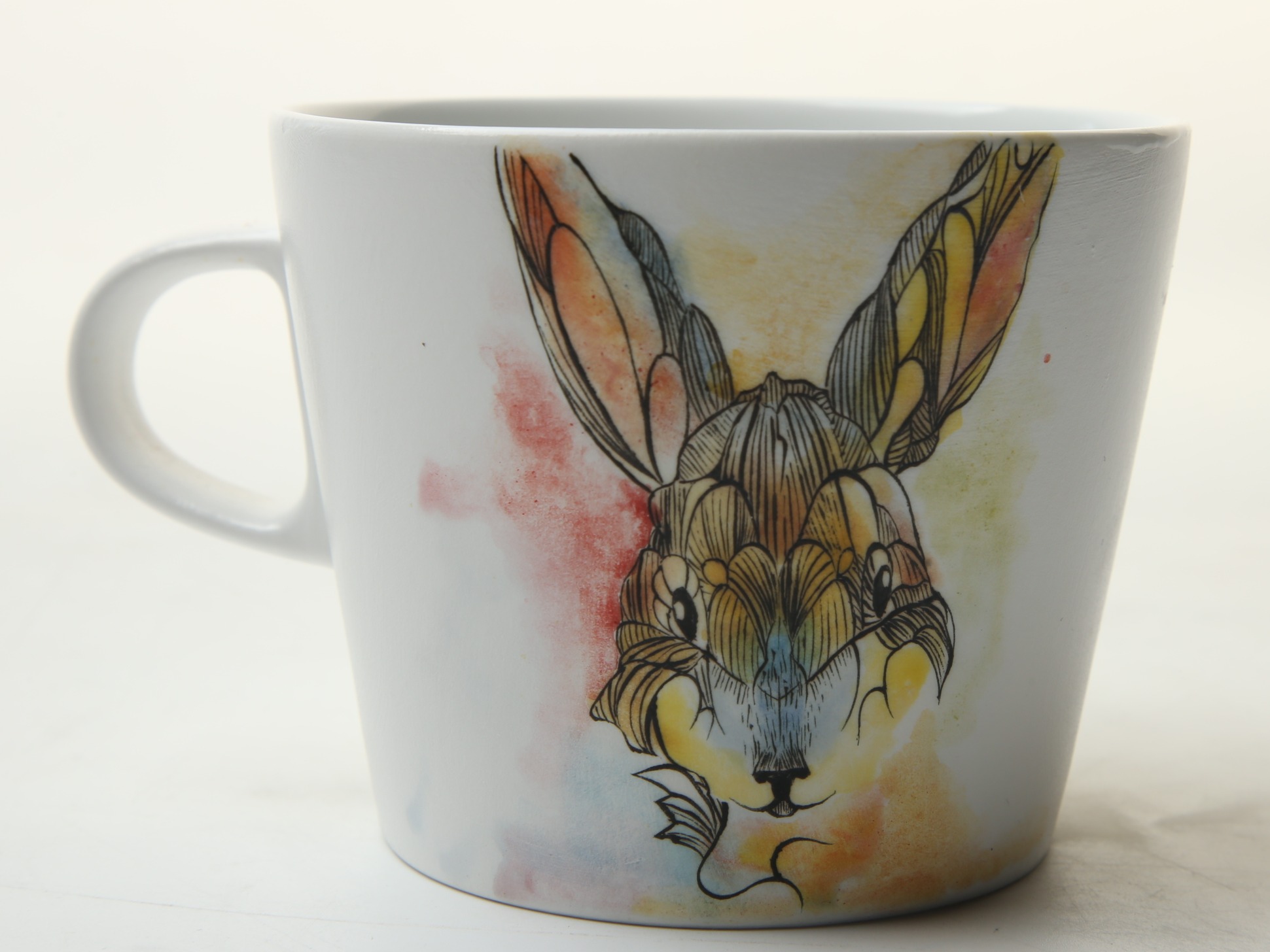 水彩手绘陶瓷杯高温釉下