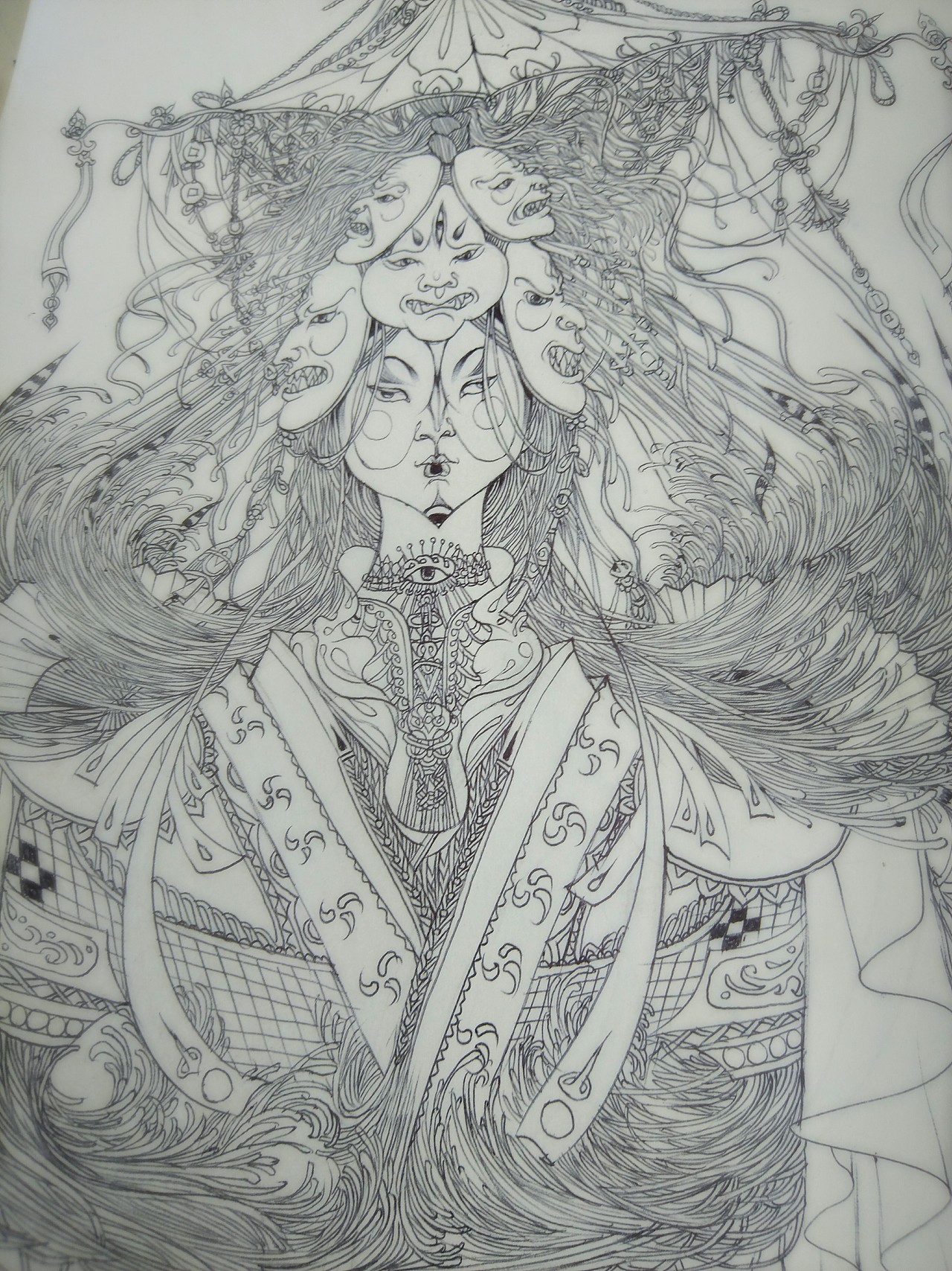 线条插画，，妖姬阵（图ZNzU0MzMwMDQ=） - 概念设定 - 站酷设计师逸兴爱几线原创素材 - 站酷ZCOOL