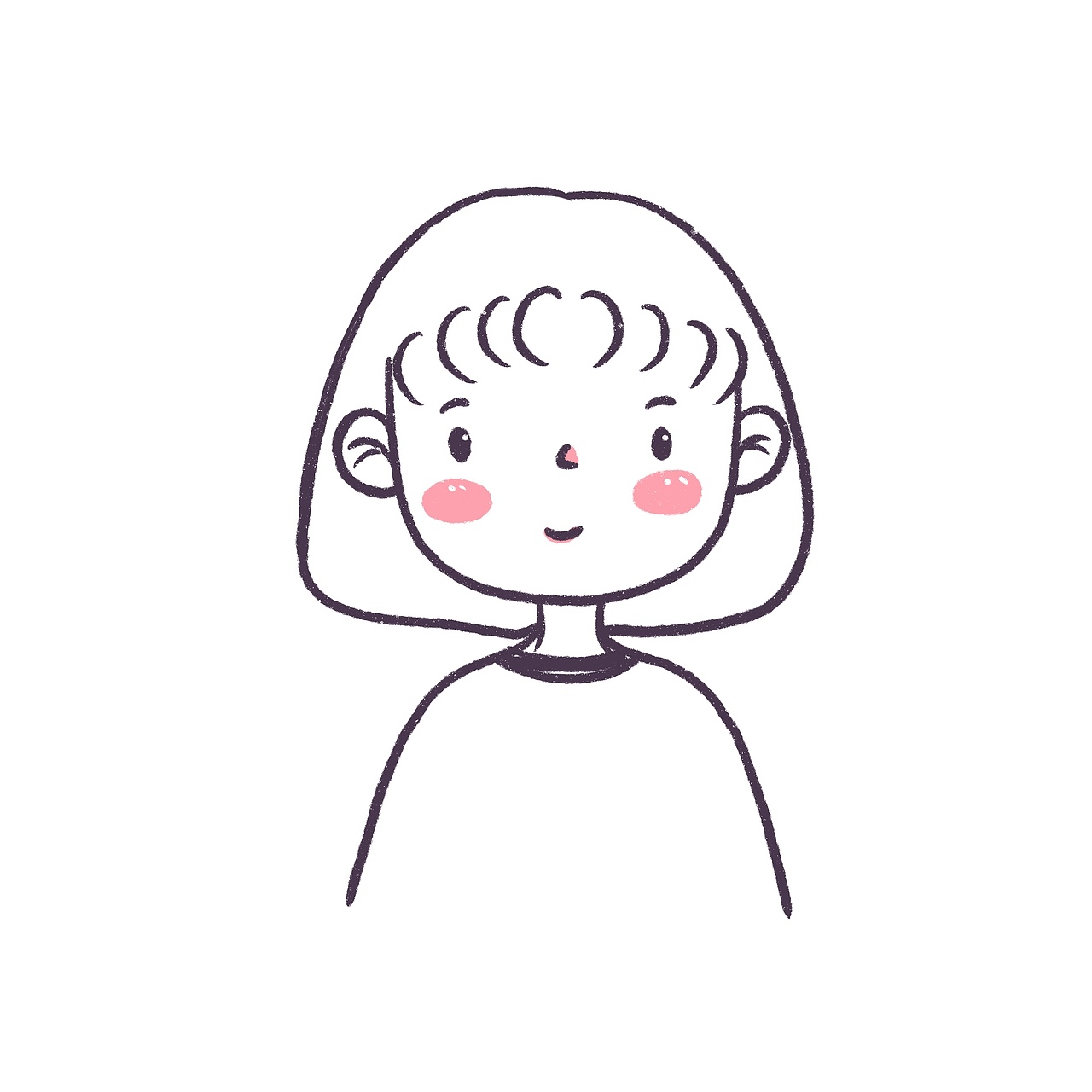 花栀子插画简笔画女生头像