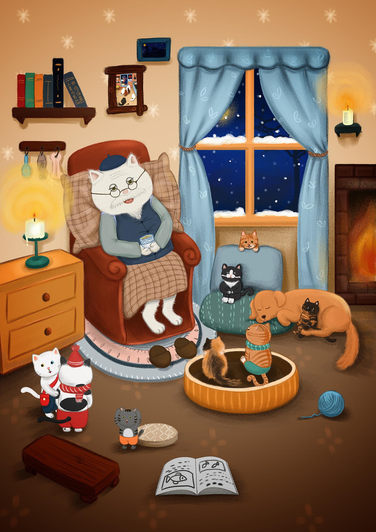 溫馨的萬圣節(jié)前夜.聽貓爺爺講故事（圖ZMTMyOTY5MTMy） - 創(chuàng)作習(xí)作 - 站酷設(shè)計師月半鯨魚原創(chuàng)素材 - 站酷ZCOOL