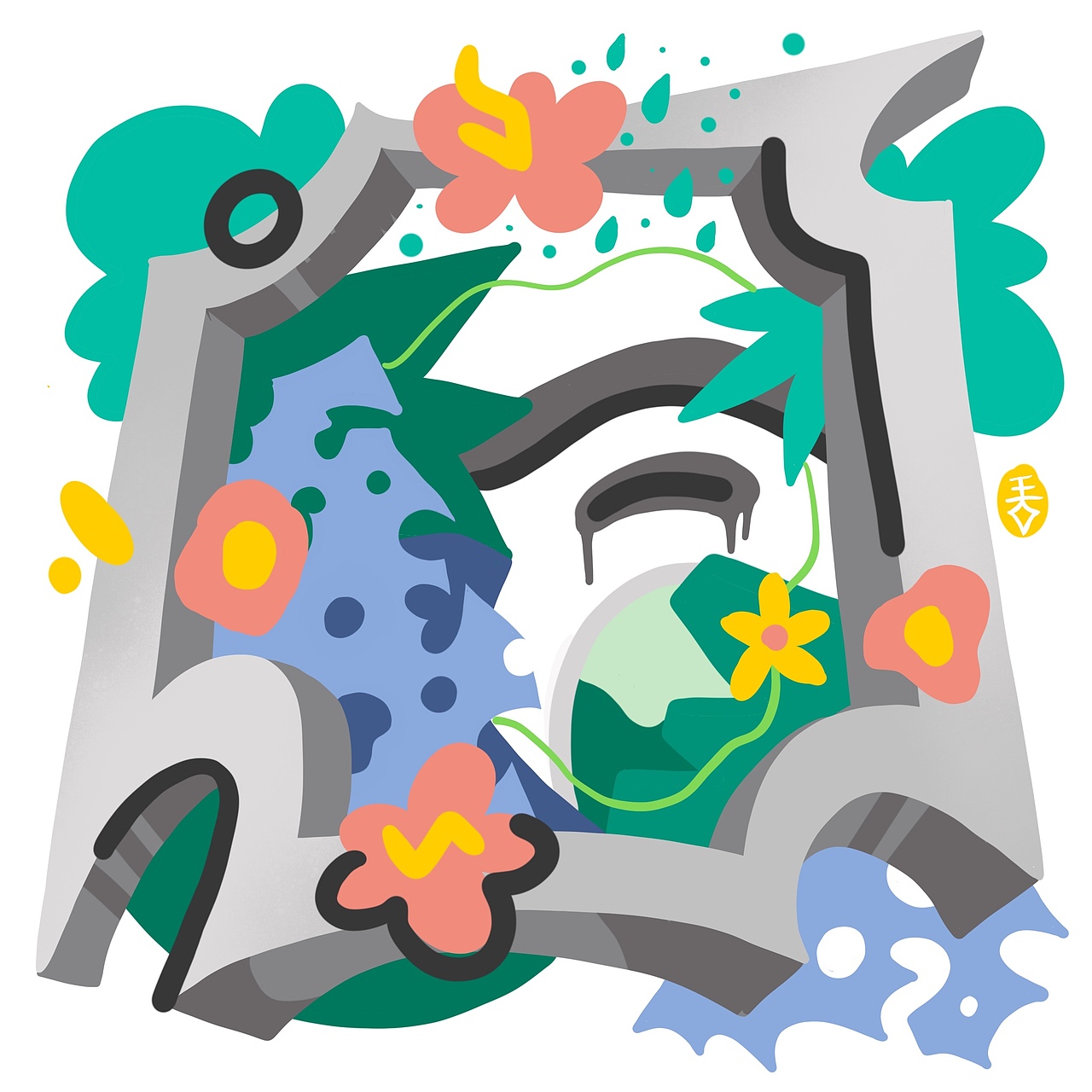 [四季の窗 ] 半抽象插画/墙面涂鸦（图ZMjU5MzUxMTMy） - 艺术插画 - 站酷设计师奥兹梦游中原创素材 - 站酷ZCOOL