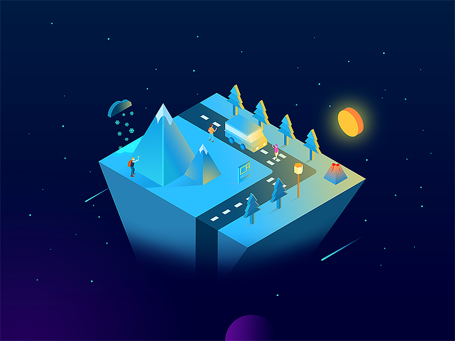 2.5D插画浮空都市（图ZMTI3NDQ5MDM2） - 创作习作 - 站酷设计师七里田间92原创素材 - 站酷ZCOOL