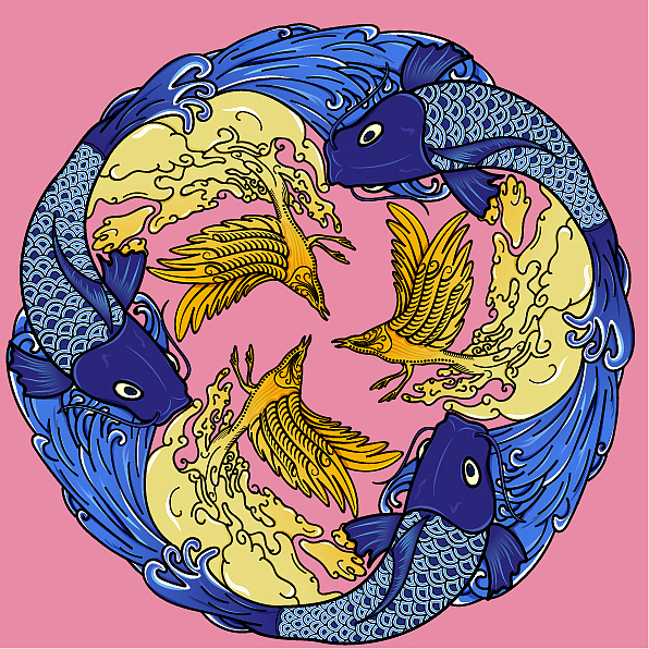 海鸟和鱼相爱（图ZMTY3OTI1MTA4） - 艺术插画 - 站酷设计师chickens原创素材 - 站酷ZCOOL