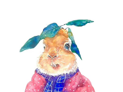 水彩可爱兔子小清新插画联系