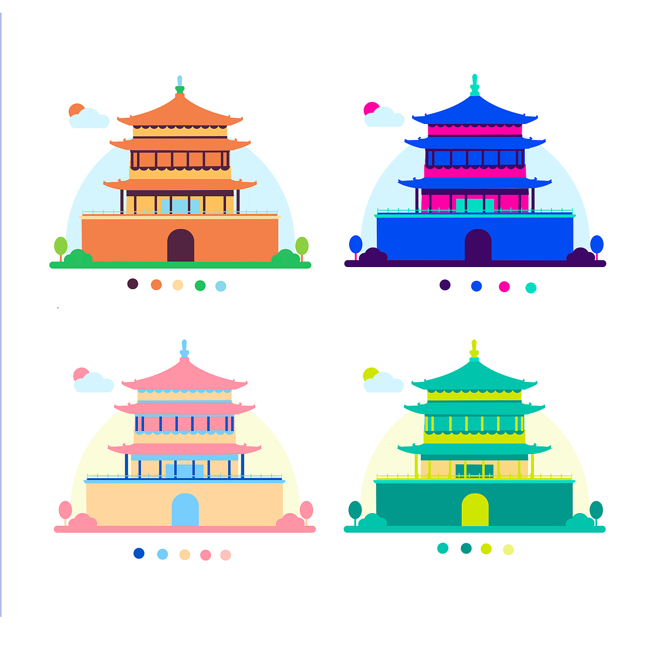 西安钟楼|插画|商业插画|小迷糊z_原创作品-站酷(zcool)