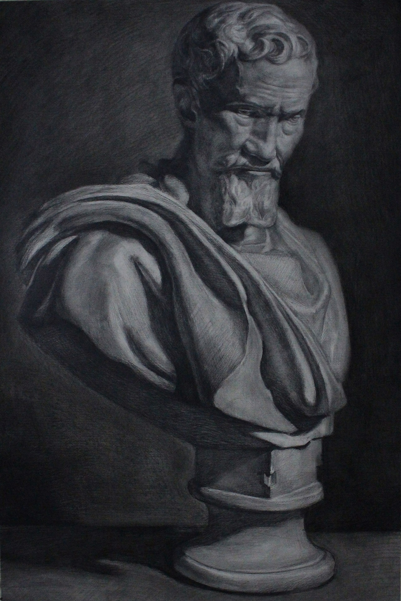 《米开朗基罗胸像》|纯艺术|绘画|一只有思想的猫_原创作品-站酷