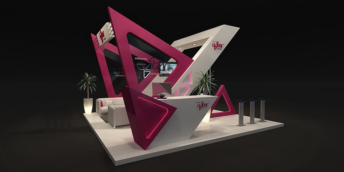 独特几何造型展位设计3d效果图制作