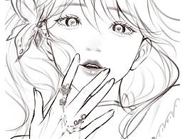 线稿美少女
