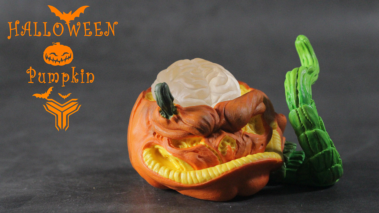 在万圣节的时候设计的南瓜头笔架-上色版（图ZMTU2NzMzMzA0） - 手办/模玩 - 站酷设计师吉吉子_Clark原创素材 - 站酷ZCOOL