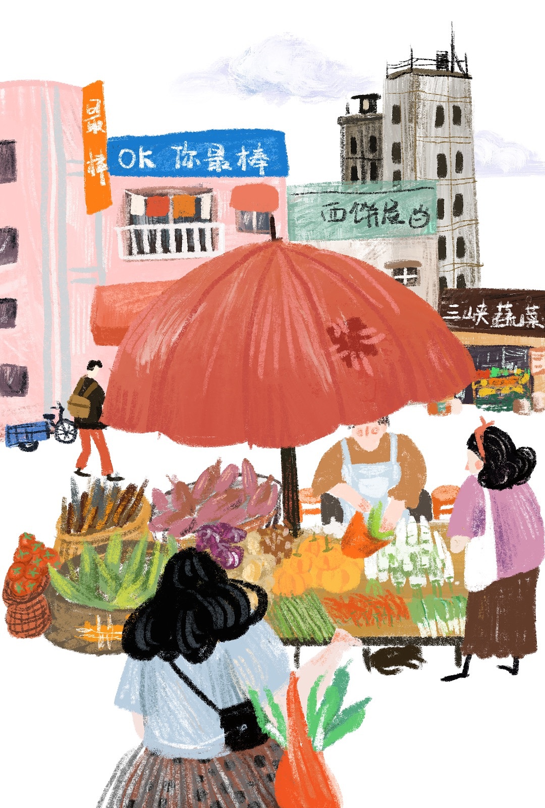 周六的集市（图ZMjExODU2NDA0） - 商业插画 - 站酷设计师GraceZ插画原创素材 - 站酷ZCOOL