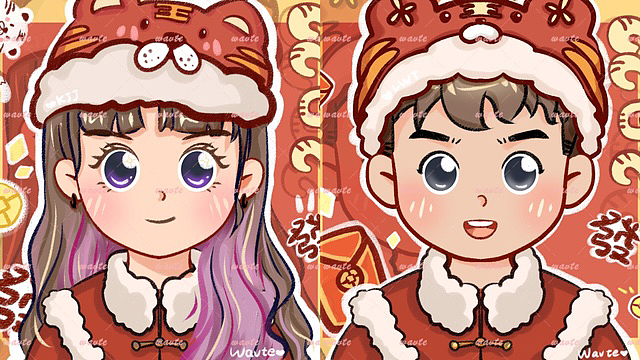 原創(chuàng)手繪情侶頭像（圖ZMzIzNDAyODMy） - 創(chuàng)作習(xí)作 - 站酷設(shè)計(jì)師wavte原創(chuàng)素材 - 站酷ZCOOL