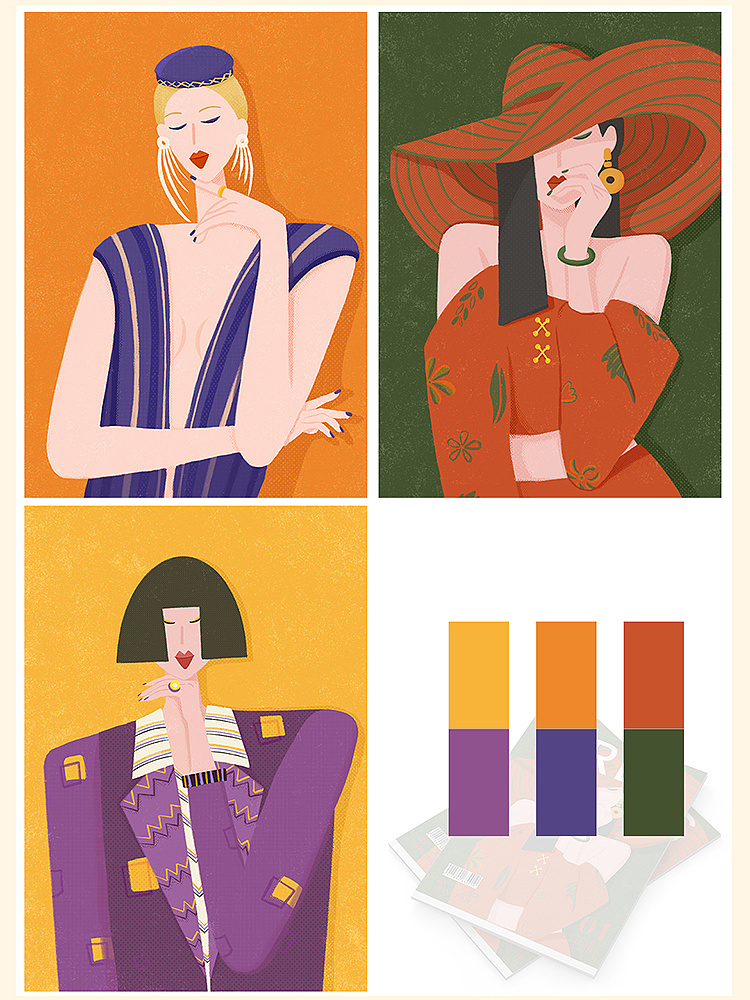 时尚杂志封面扁平插画