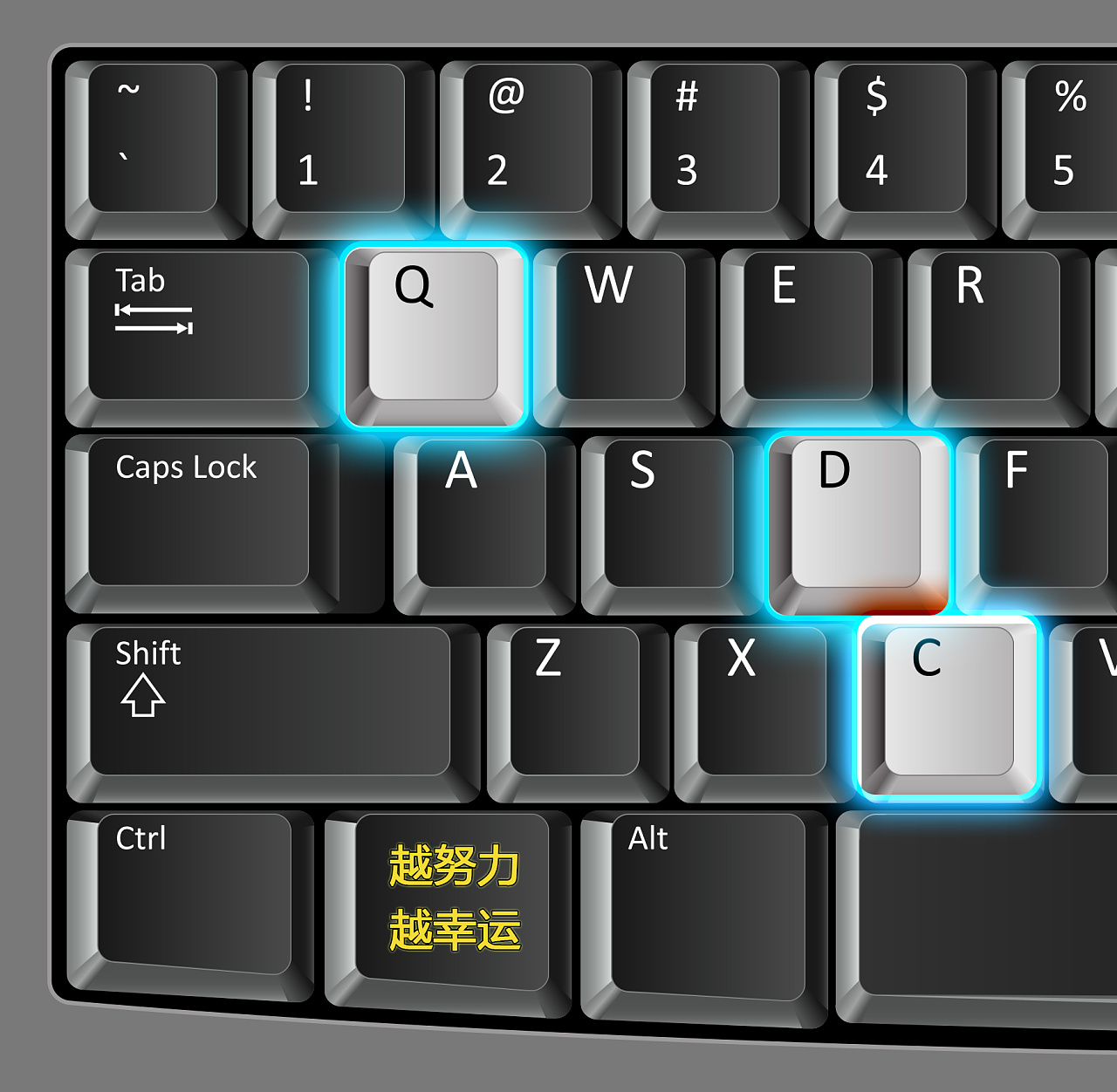 ps图层样式小作品--发光键盘(有源文件)