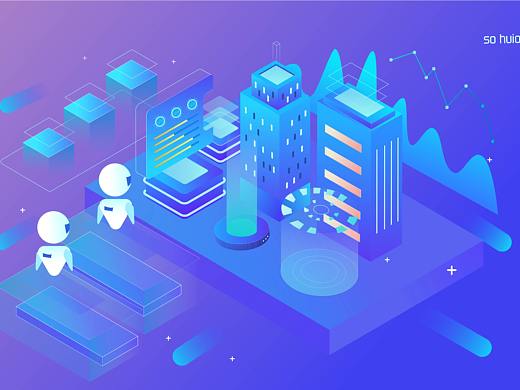 临摹2.5D 插画 科技风