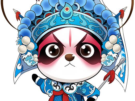 Q版熊猫-京剧主题插画