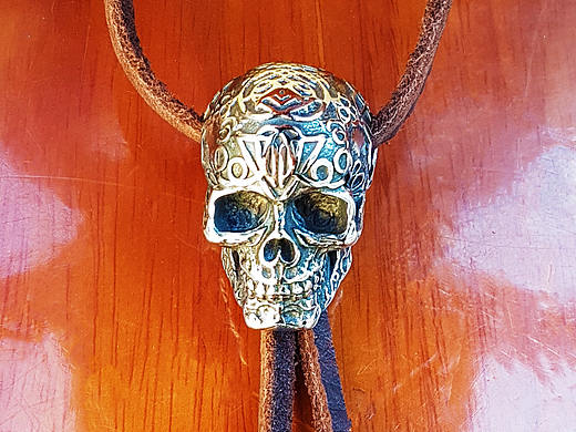符文骷髅头波洛领带男复古纹身角色扮演钛钢BOLO TIE