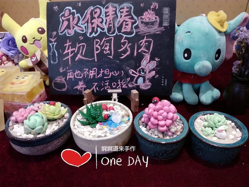 软陶手作:多肉作品