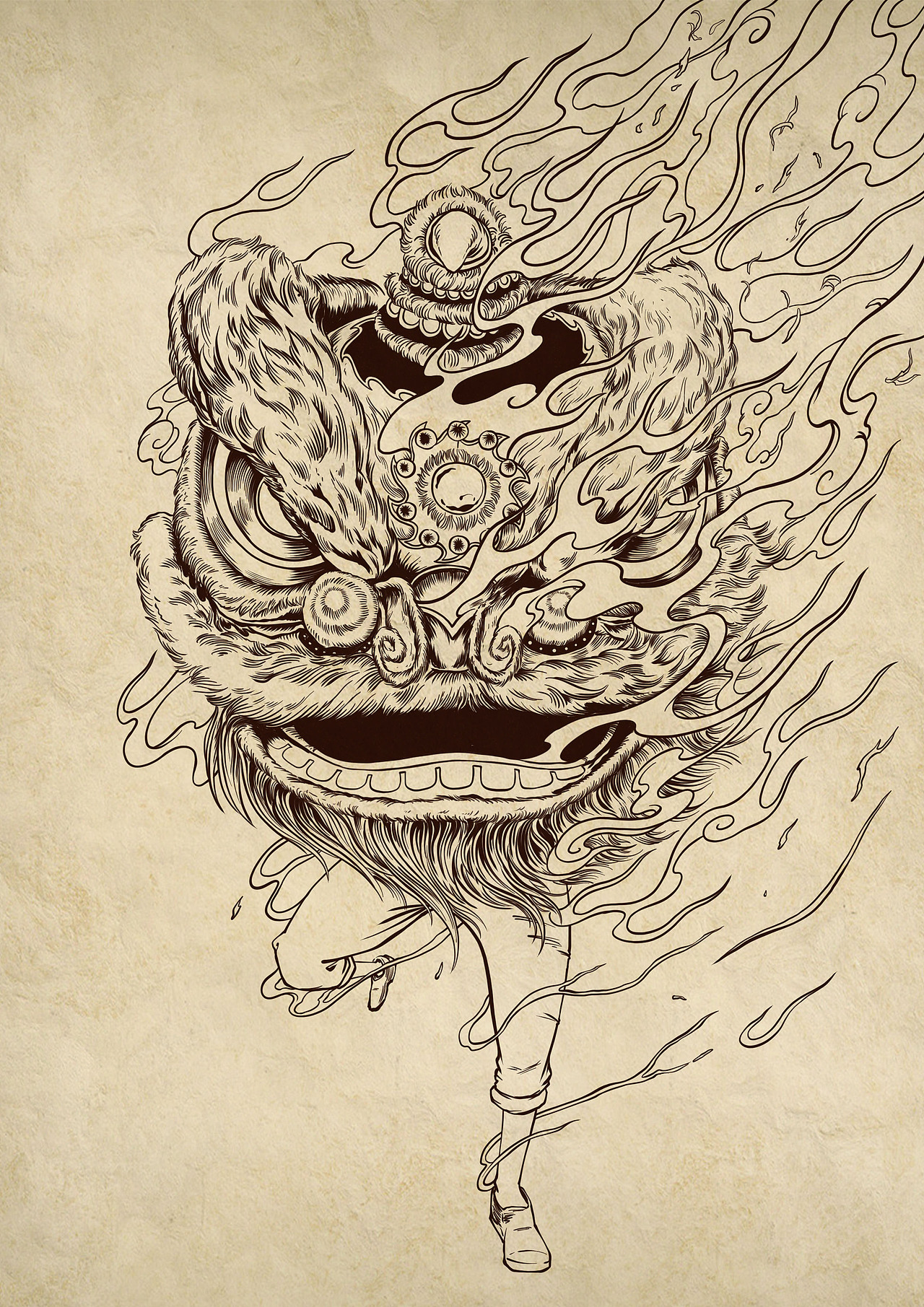 电影《雄狮少年》手绘海报