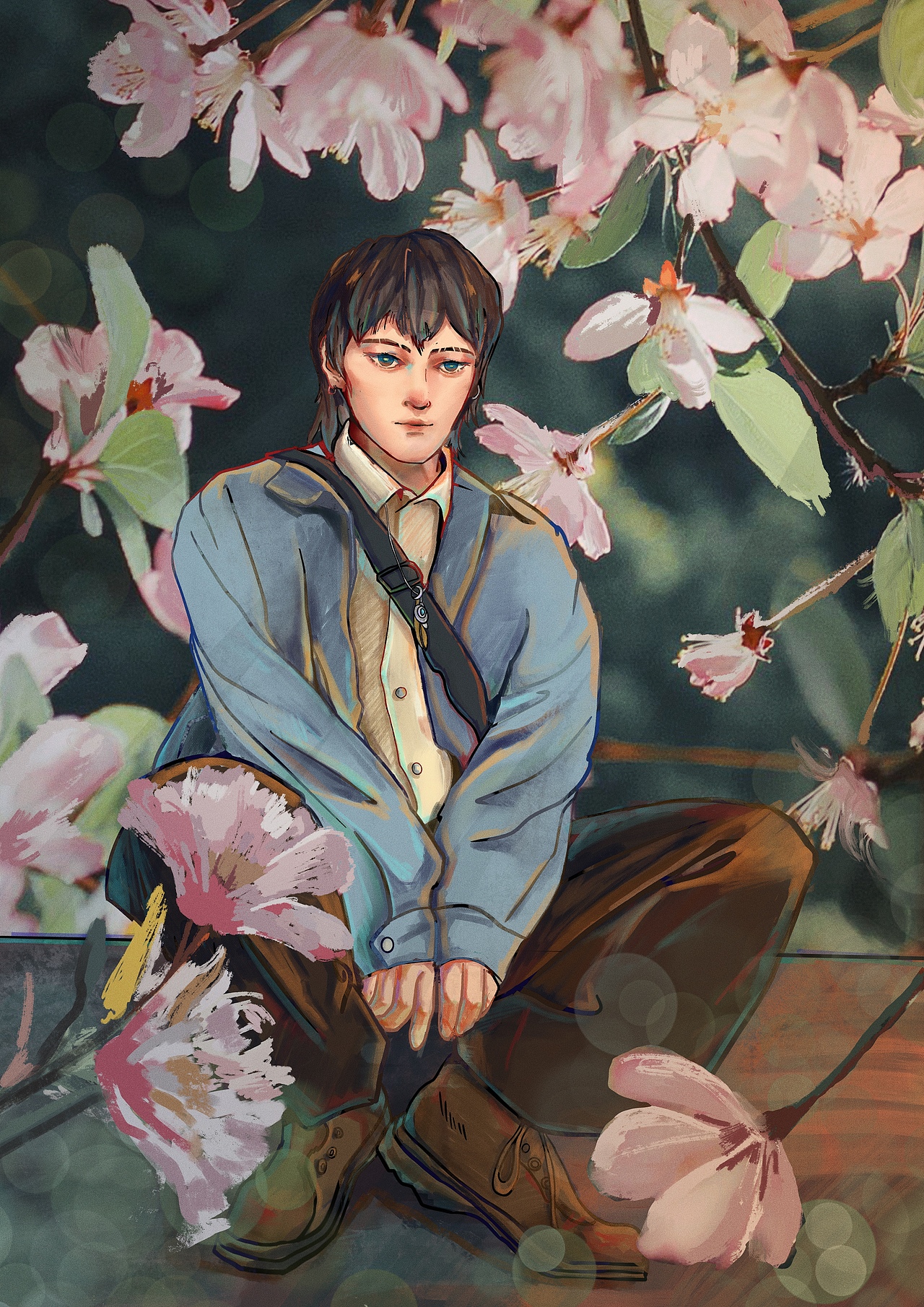 花儿与少年插画创作（图ZMjkyNzkwMjI0） - 创作习作 - 站酷设计师不知道叫什么老师原创素材 - 站酷ZCOOL