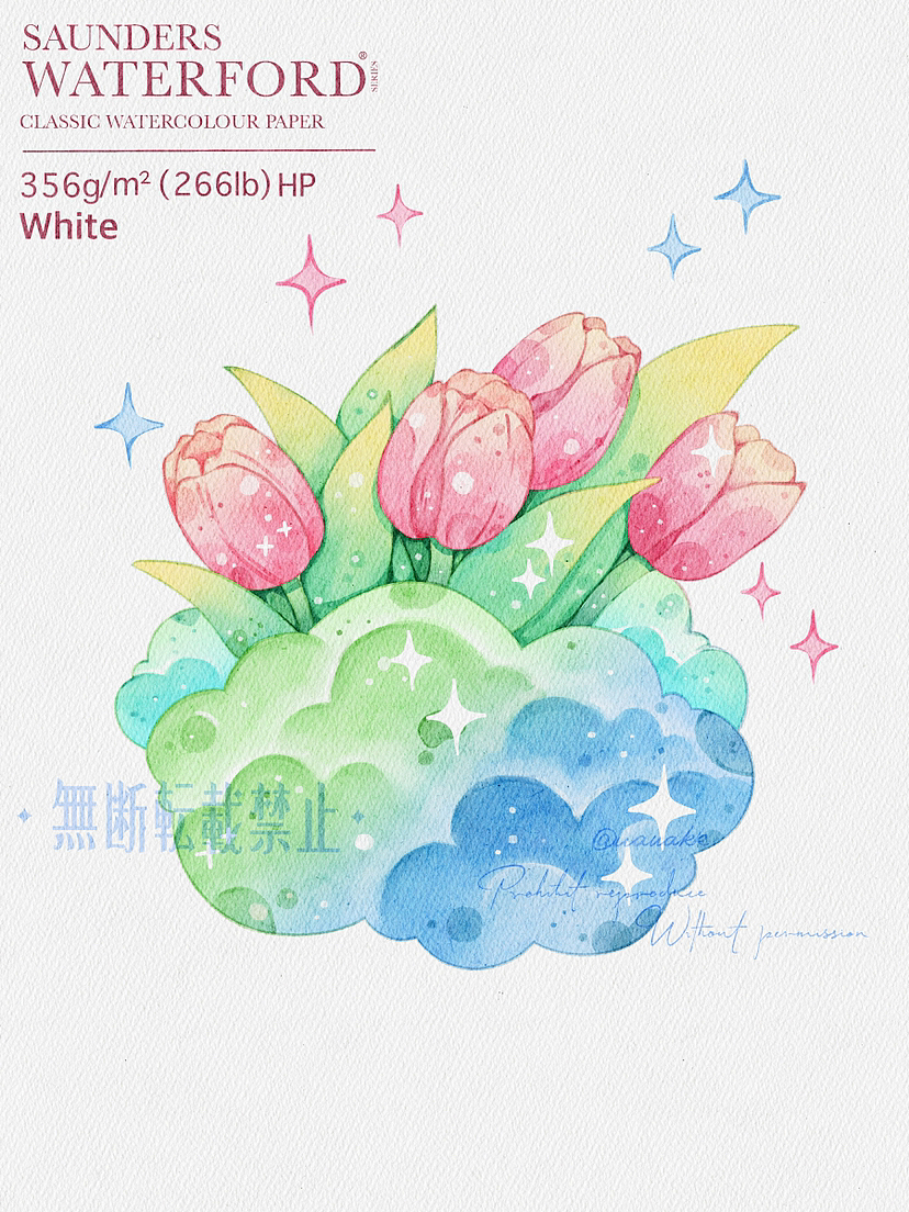 水彩膠帶云上花卉之郁金香（圖ZMzE0ODM5NTA0） - 商業(yè)插畫 - 站酷設計師青蔻眉彎彎原創(chuàng)素材 - 站酷ZCOOL