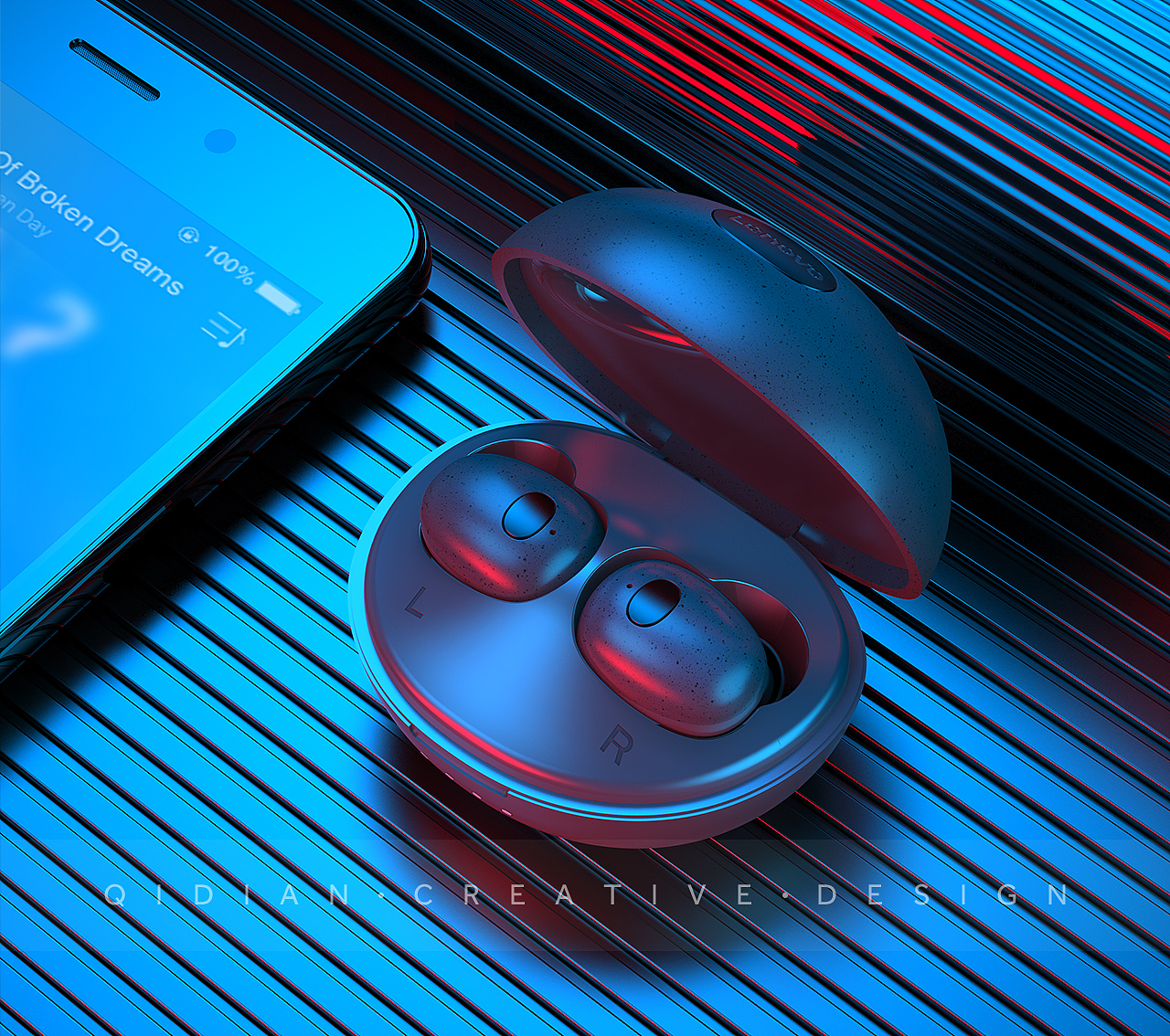 lenovo联想蓝牙耳机渲染