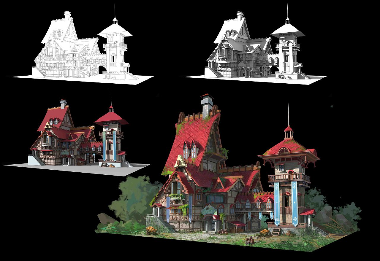 欧式建筑风格|插画|游戏原画|花生牛奶巧克力_原创作品-站酷zcool