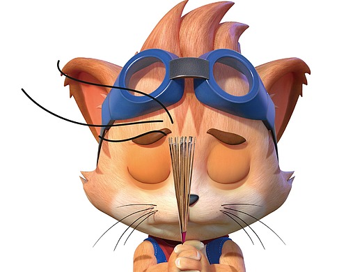 探探猫表情包:跟着豆豆猪有肉吃,快跟上!