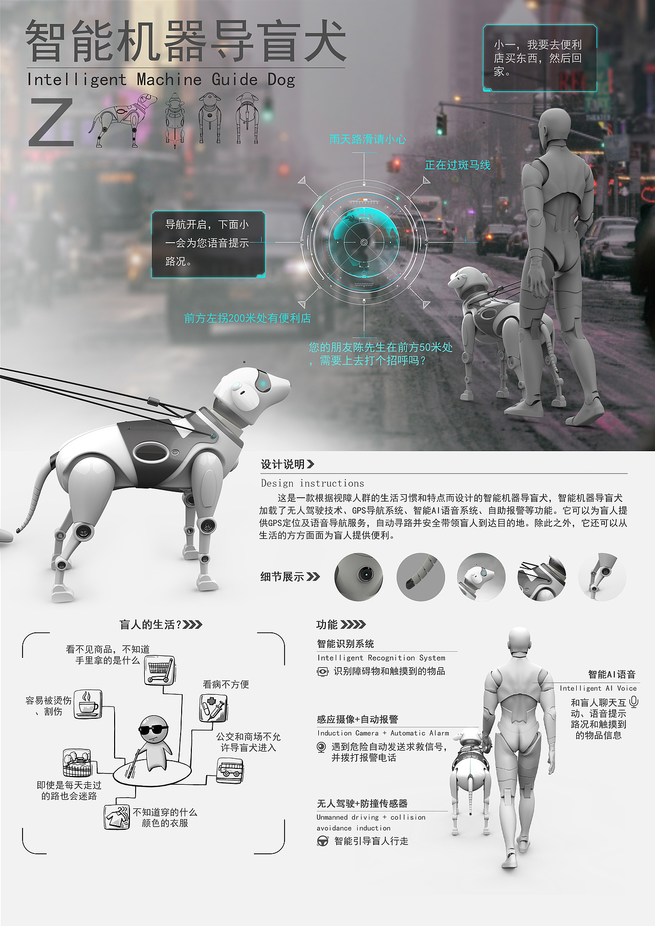 未来概念性产品设计（展板展示）-智能机器导盲犬