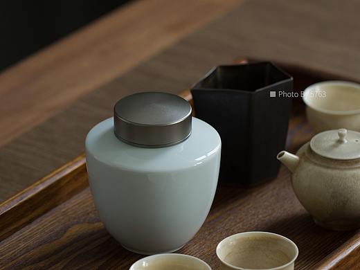 铝盖陶瓷茶叶罐茶仓 茶具茶道
