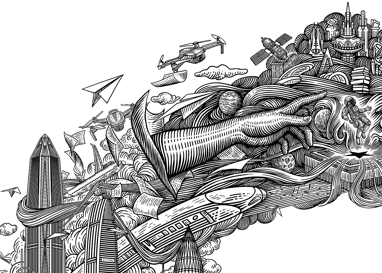 手绘版画风格作品《腾飞》(图ZMjg1OTIyMjAw) - 艺术插画 - 站酷设计师欧阳鹏杰_OY原创素材 - 站酷ZCOOL