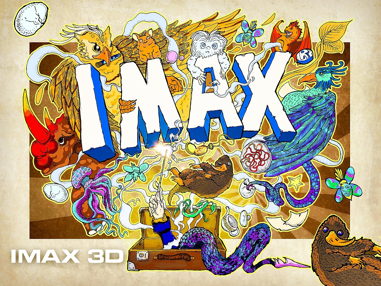 神奇动物在IMAX（图ZNjQ1NzQyMTI=） - 商业插画 - 站酷设计师王山北原创素材 - 站酷ZCOOL