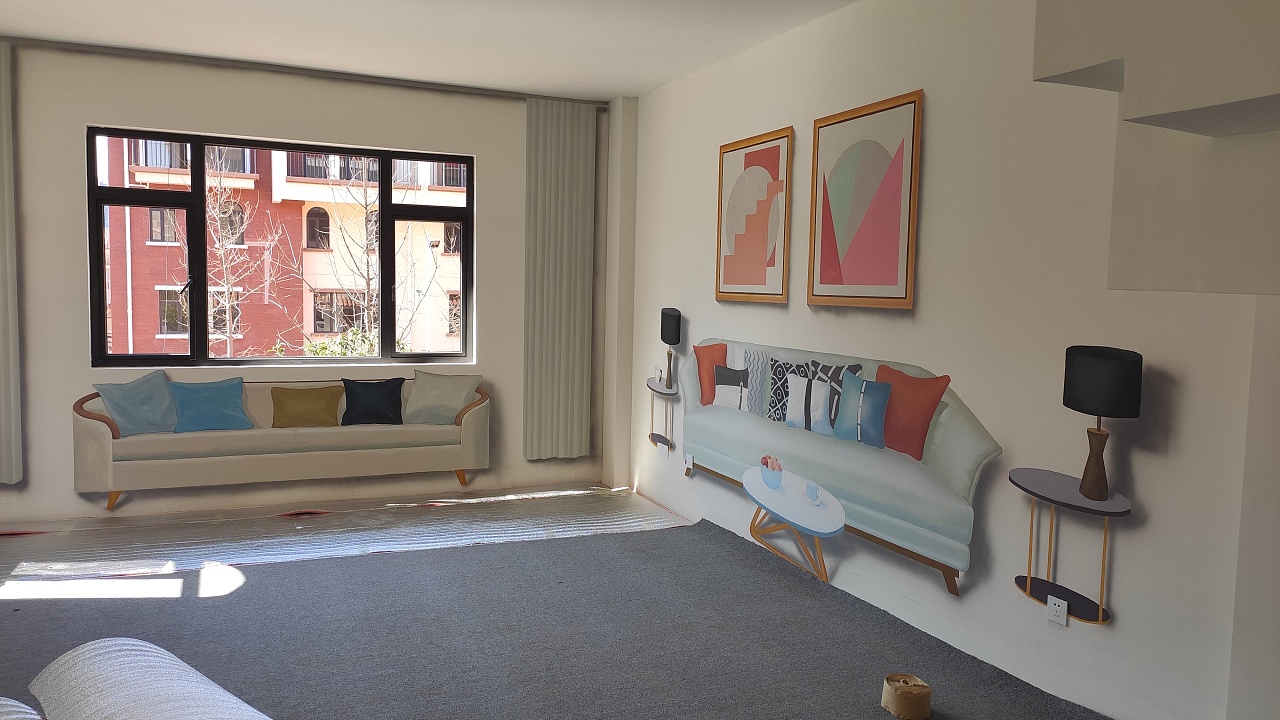 昆明太平新城万辉地产样板房3d彩绘—客厅 茶室