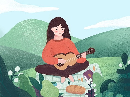 弹尤克里里的女孩