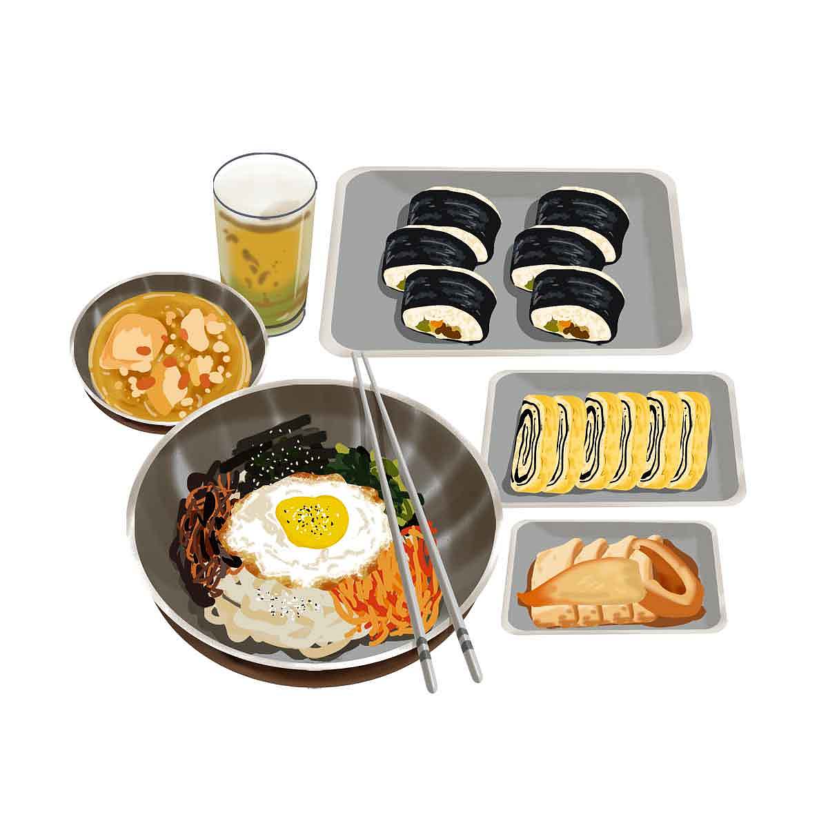 手绘韩餐(原创作品,已授权,勿商用