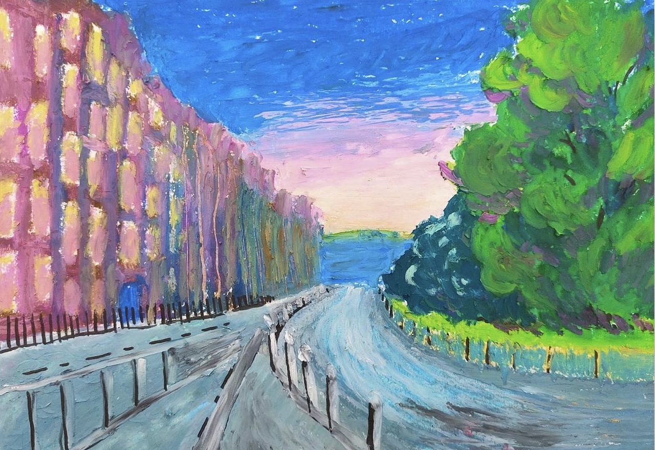 沿海城市的街道向晚