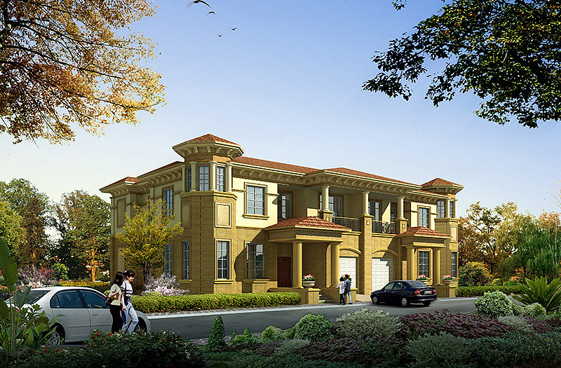 a型联排别墅效果图