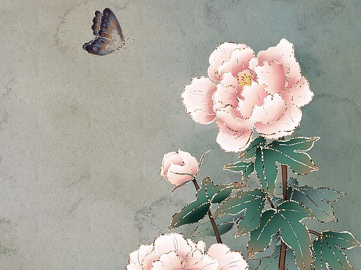 花开富贵国画牡丹复古新中式国风插画